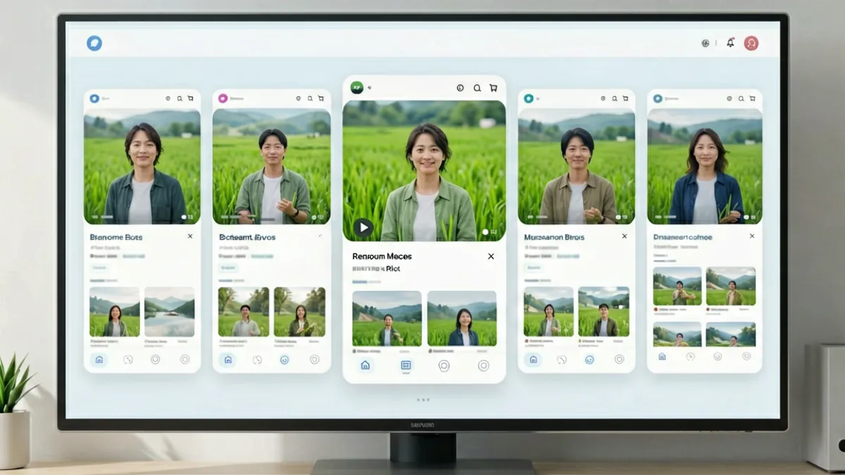 青青草视频与多个同类视频平台的对比界面截图，展示不同平台在内容分类和画质选项上的差异